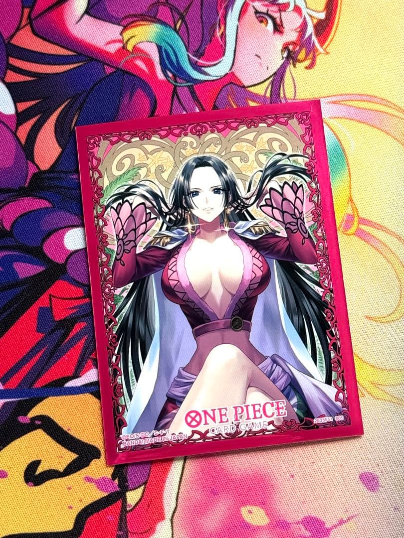 One Piece Boa Hancock OP02-059 blue attribute character card in protective sleeve and card loader