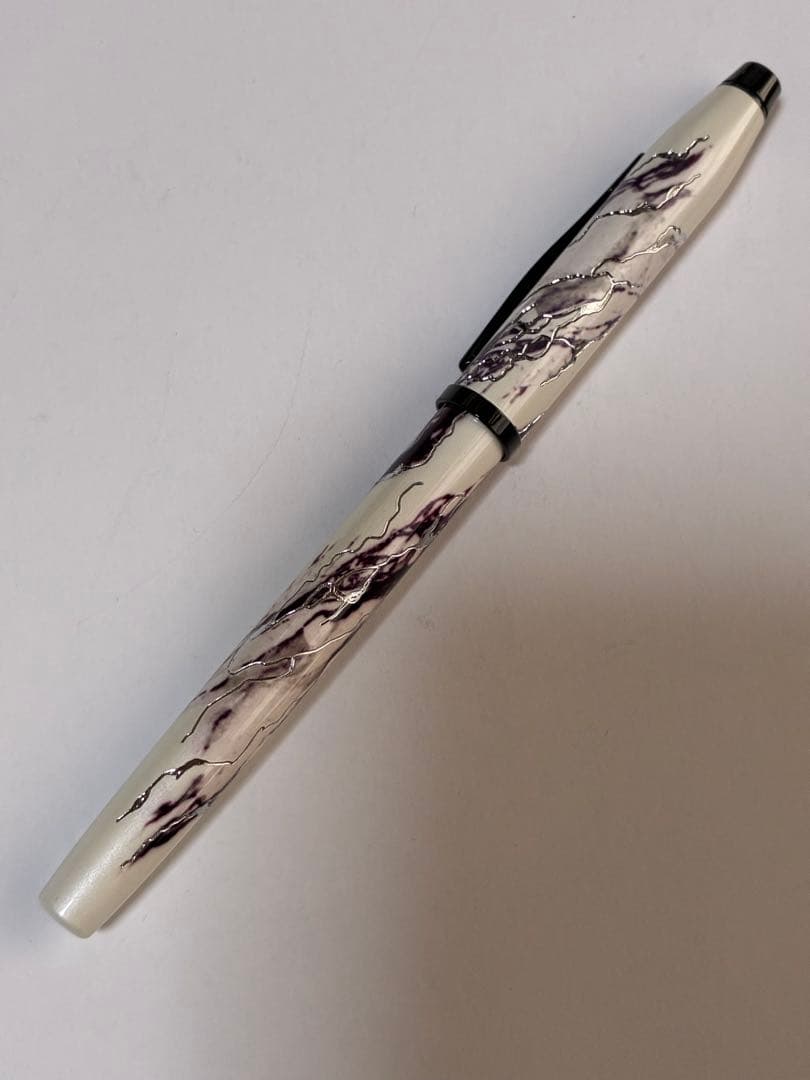 Cross Wonderlust Everest SelectTip rollerball pen model NAT0755-1 with white and ivory pearl base, black ink, and original box