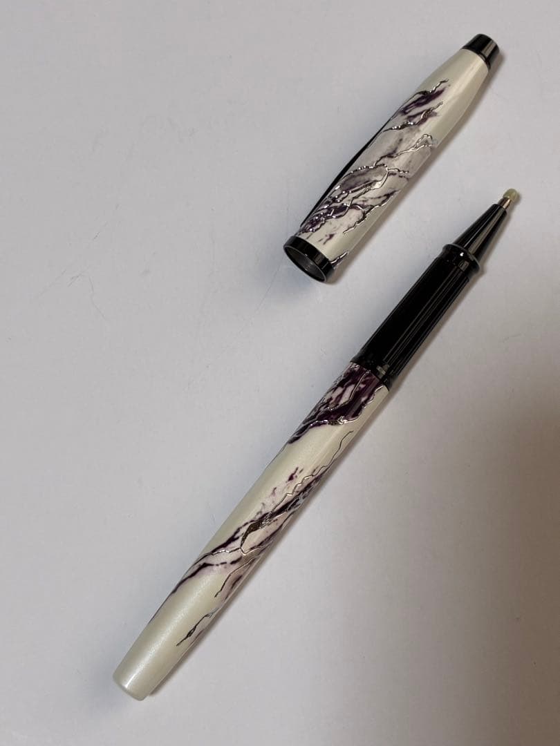 Cross Wonderlust Everest SelectTip rollerball pen model NAT0755-1 with white and ivory pearl base, black ink, and original box