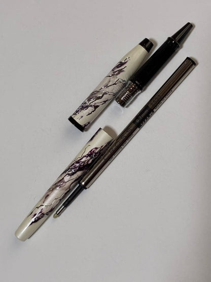Cross Wonderlust Everest SelectTip rollerball pen model NAT0755-1 with white and ivory pearl base, black ink, and original box