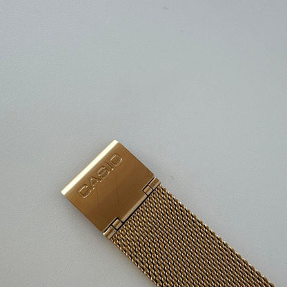 Casio A700WMG-9A Digital Watch with Gold LCD and Stainless Steel Band