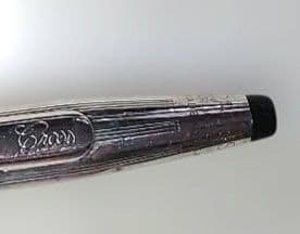 Cross sterling silver ballpoint pen body with two replacement refills shown in original condition with small dent
