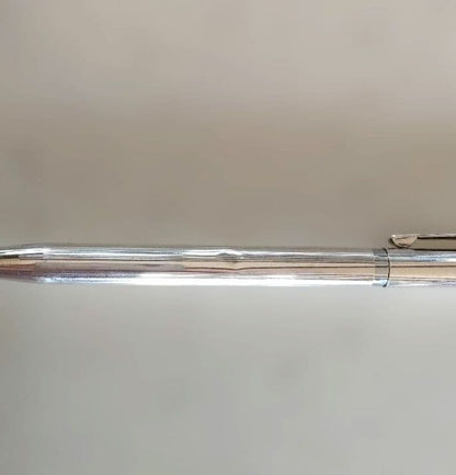Cross sterling silver ballpoint pen body with two replacement refills shown in original condition with small dent