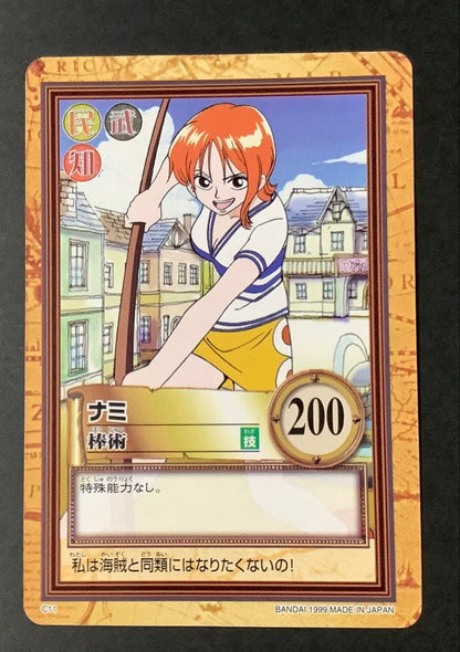 One Piece Hyper Battle Carddass C11 trading card featuring Nami with Bojutsu in Japanese language