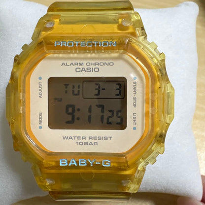 Baby-G Casio Digital Watch with Yellow Plastic Band and 10 Bar Water Resistance — Japan Import