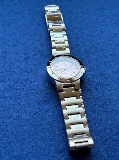 Casio LTP-1177A-4A1JH Quartz Watch with Pink Dial and Metal Band — Japan Import