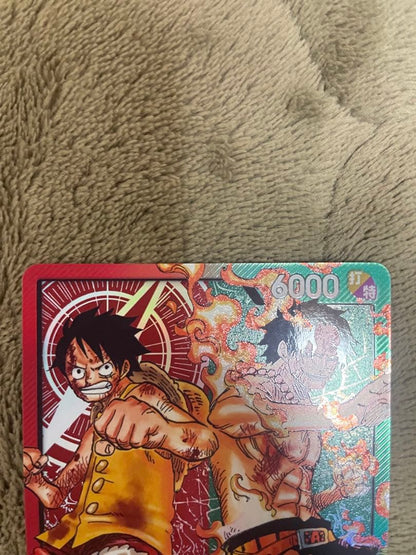 One Piece Card Game Luffy & Ace Leader Parallel card with 6000 power and strike attribute, model ST30-001