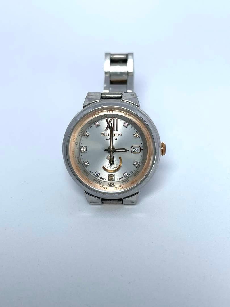 Casio Sheen Analog Watch with Date Decoration in Pink Gold Japan Import
