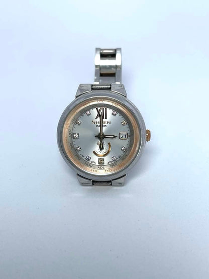 Casio Sheen Analog Watch with Date Decoration in Pink Gold Japan Import