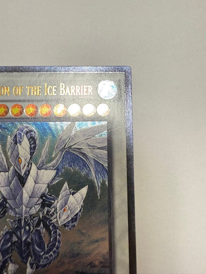 Yugioh Ice Conclave of the Dragon Trishula English Relief card from North America with visible dent on bottom back