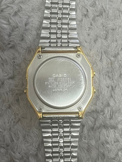 Casio Alarm Chrono Gold Digital Watch with Mesh Band Water Resistant
