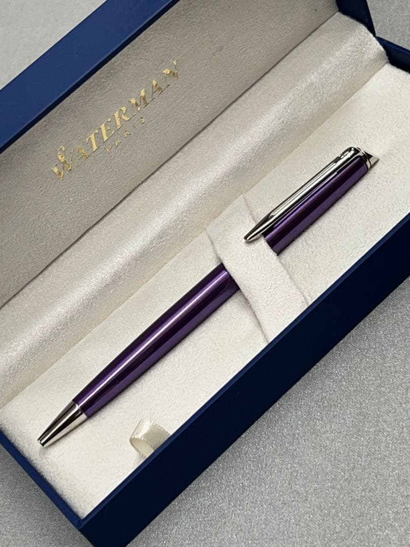 Waterman and Cross Ballpoint Pen Set with Two Metal Pens in Navy Blue and Purple — Japan Import