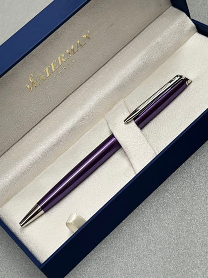 Waterman and Cross Ballpoint Pen Set with Two Metal Pens in Navy Blue and Purple — Japan Import