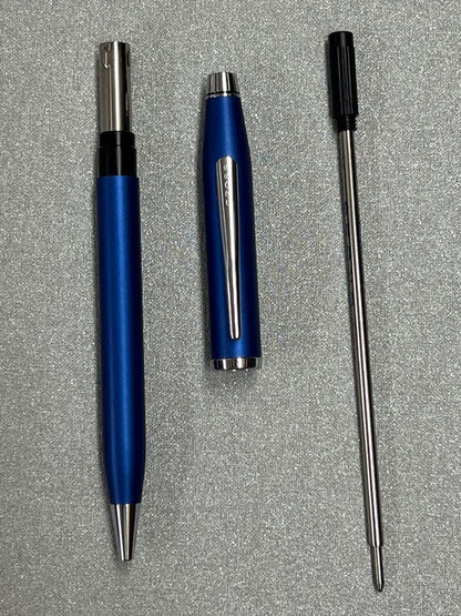 Waterman and Cross Ballpoint Pen Set with Two Metal Pens in Navy Blue and Purple — Japan Import