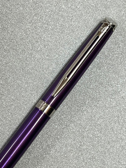 Waterman and Cross Ballpoint Pen Set with Two Metal Pens in Navy Blue and Purple — Japan Import