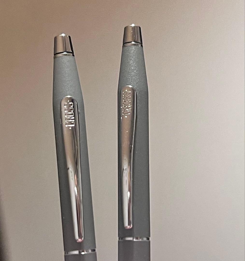 Cross dual tip pen and mechanical pencil set in gray two-tone with Cross logo made in USA