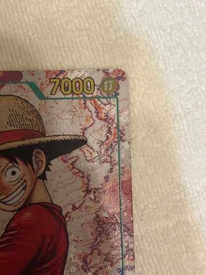 One Piece Monkey D Luffy OP05 holographic character card with 7000 power and 6 cost