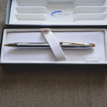 Cross A242 Silver Gold Twist Ballpoint Pen — Japan Import