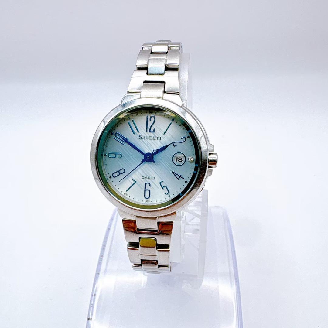 Casio Sheen SHW-5100 Radio-Controlled Solar Watch Silver and Light Blue Dial — Japan Import