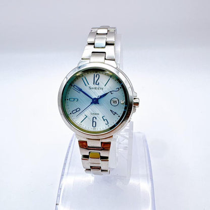 Casio Sheen SHW-5100 Radio-Controlled Solar Watch Silver and Light Blue Dial — Japan Import