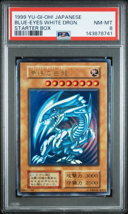 Blue-Eyes White Dragon Starter Set Initial Ultra Rare Japanese trading card with PSA 8 grading