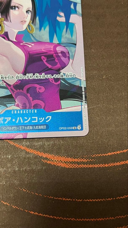 Japanese Boa Hancock OP02-059 promotional card from One Piece Card Game in near-mint condition
