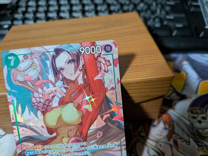 One Piece Boa Hancock SR parallel trading card OP16-032 showing Japanese card design