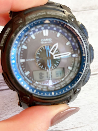 Casio Pro Trek PRW-5000Y Watch with No Visible Crystal Scratches and Worn Bezel — Japan Import
