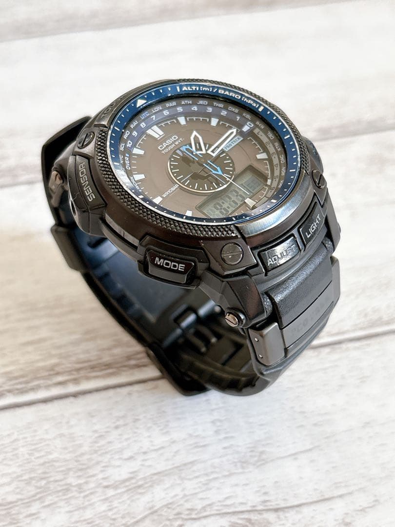 Casio Pro Trek PRW-5000Y Watch with No Visible Crystal Scratches and Worn Bezel — Japan Import