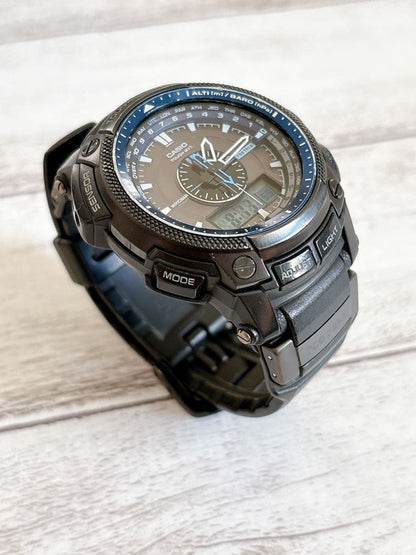 Casio Pro Trek PRW-5000Y Watch with No Visible Crystal Scratches and Worn Bezel — Japan Import