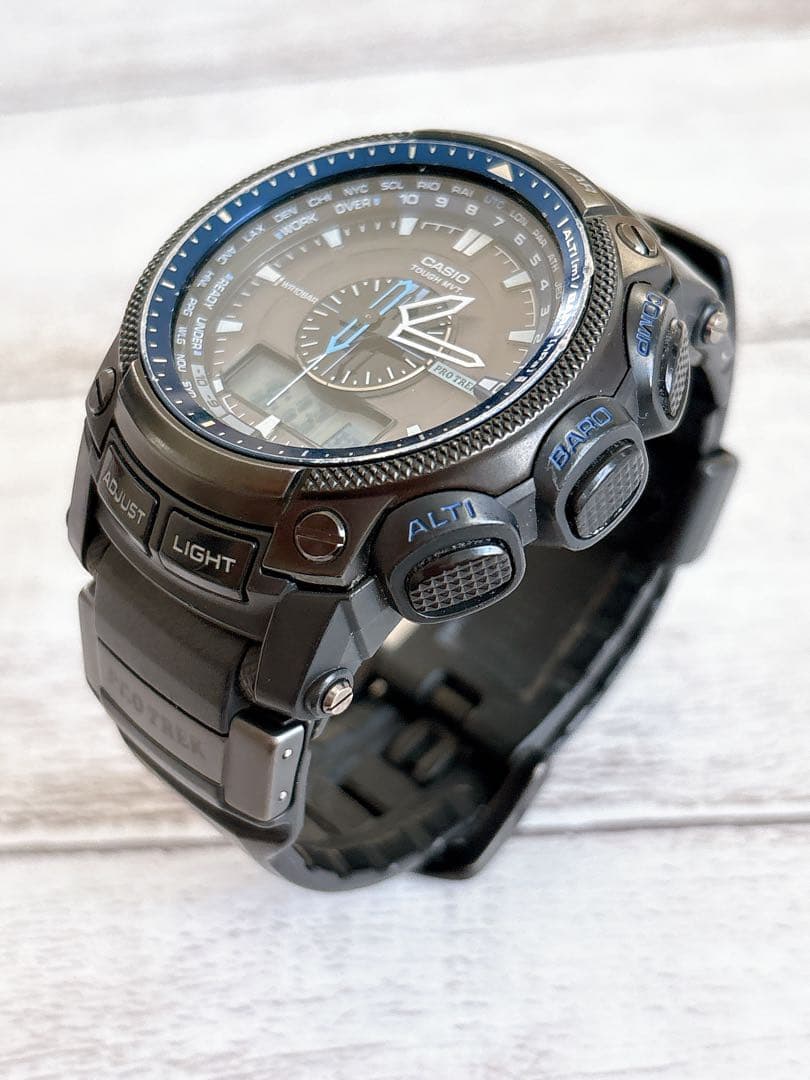 Casio Pro Trek PRW-5000Y Watch with No Visible Crystal Scratches and Worn Bezel — Japan Import