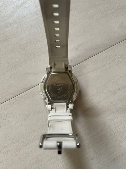 Casio Baby-G Ladies Watch BGA-290DS with Gold and White Bezel and White Band — Japan Import