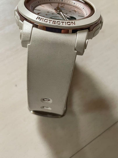 Casio Baby-G Ladies Watch BGA-290DS with Gold and White Bezel and White Band — Japan Import