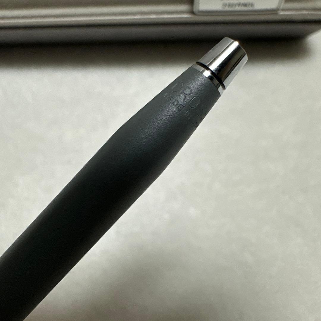 Cross gray metal ballpoint pen with silver clip displayed in its case, made in USA