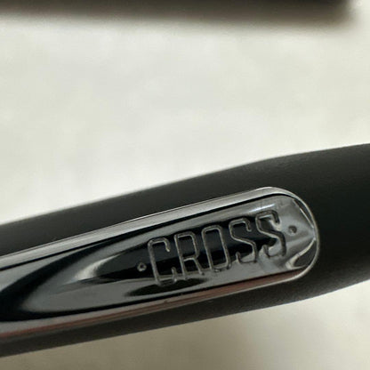 Cross gray metal ballpoint pen with silver clip displayed in its case, made in USA