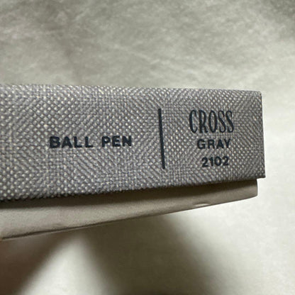 Cross gray metal ballpoint pen with silver clip displayed in its case, made in USA