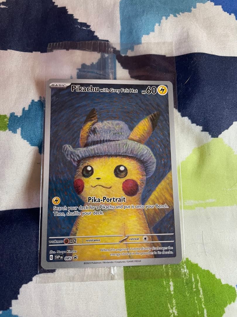 Unopened Gogh Pikachu Promo Japanese collectible card in transparent packaging with two cards inside