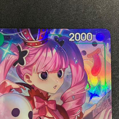 One Piece Perhona SR Parallel OP12-034 trading card showing character artwork with white chip on back corner