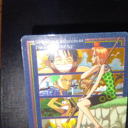 One Piece Visual Adventure Mugiwara Voyage Photo 44 single Japanese card with visible scratches and scuffs