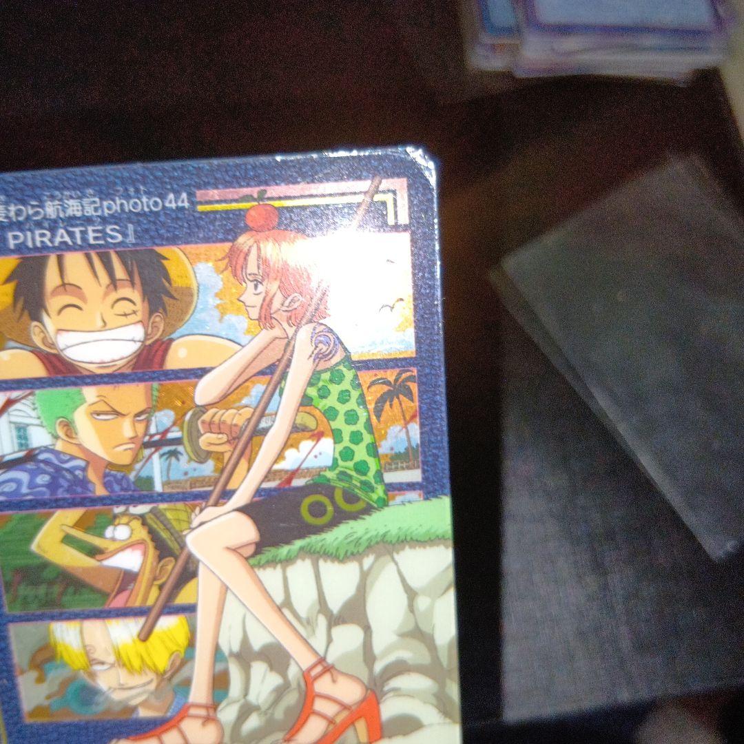 One Piece Visual Adventure Mugiwara Voyage Photo 44 single Japanese card with visible scratches and scuffs