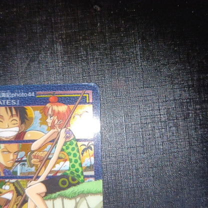 One Piece Visual Adventure Mugiwara Voyage Photo 44 single Japanese card with visible scratches and scuffs