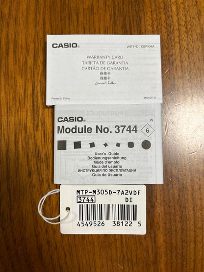 Casio MTP-M305D-7A2 Silver Watch with Moon Data and Date Display — Japan Import