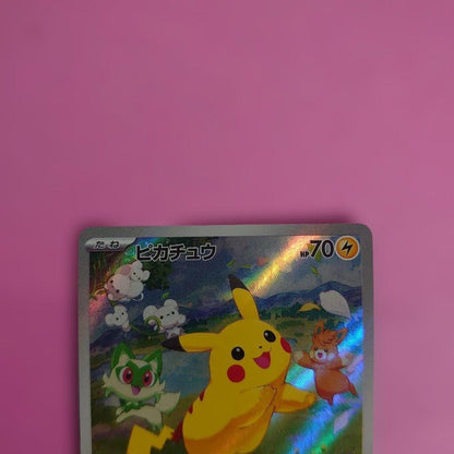 Pokemon Pikachu Scarlet & Violet promo card pack with slight warping, no visible scratches