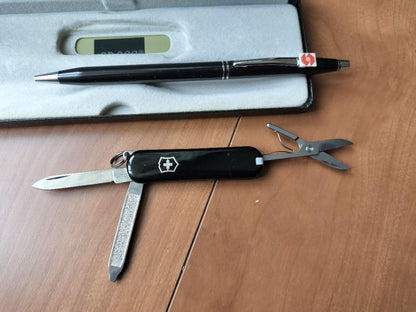 Victorinox Cross Collaboration Black Ballpoint Pen and Swiss Army Knife Set