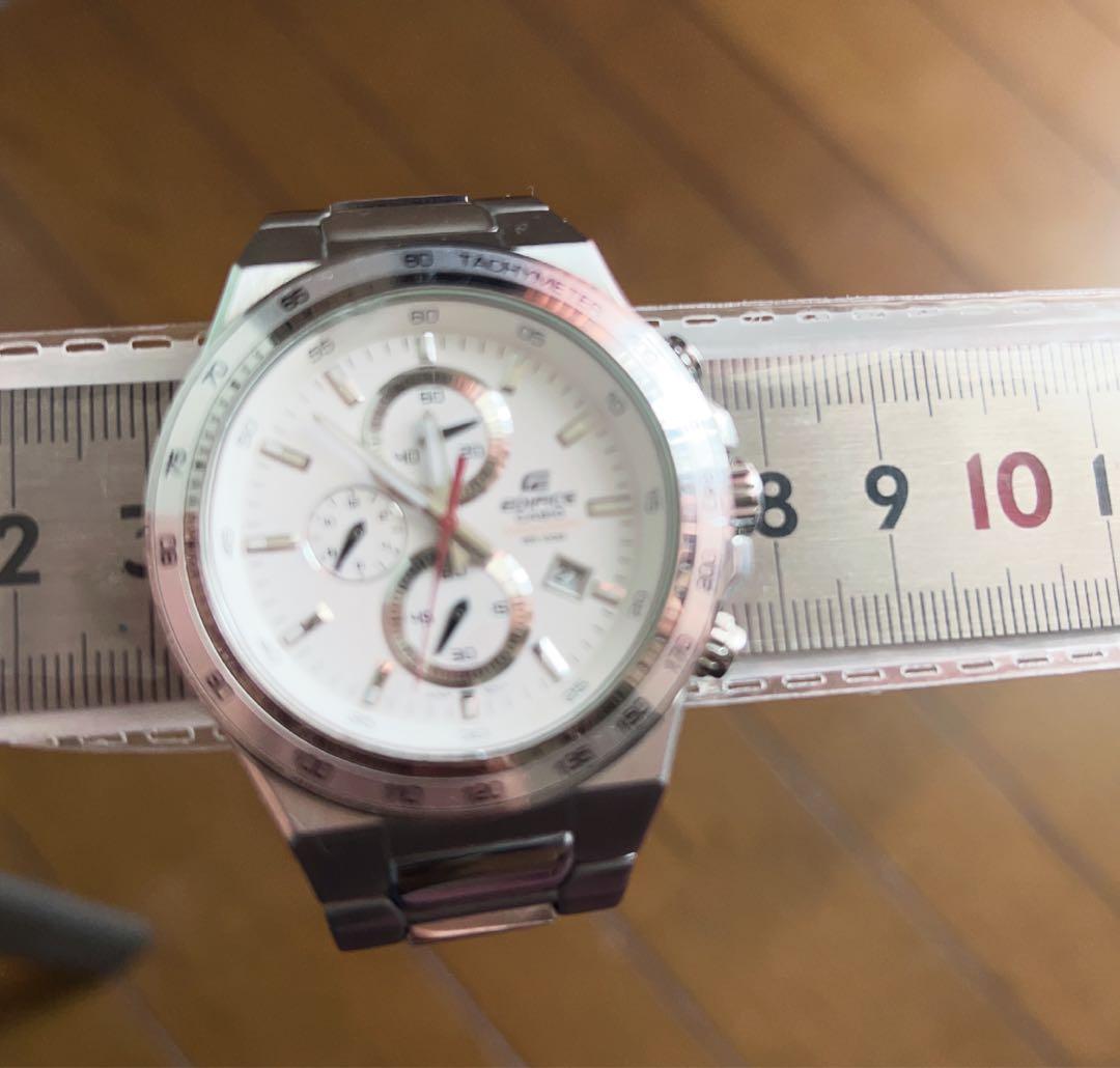 Casio Edifice Chronograph Watch Silver and White Stainless Steel 10 ATM Water Resistant — Japan Import