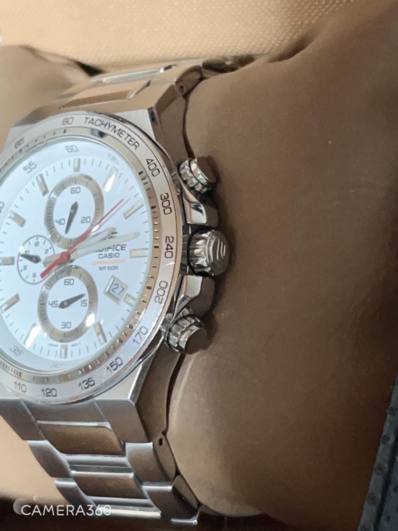 Casio Edifice Chronograph Watch Silver and White Stainless Steel 10 ATM Water Resistant — Japan Import