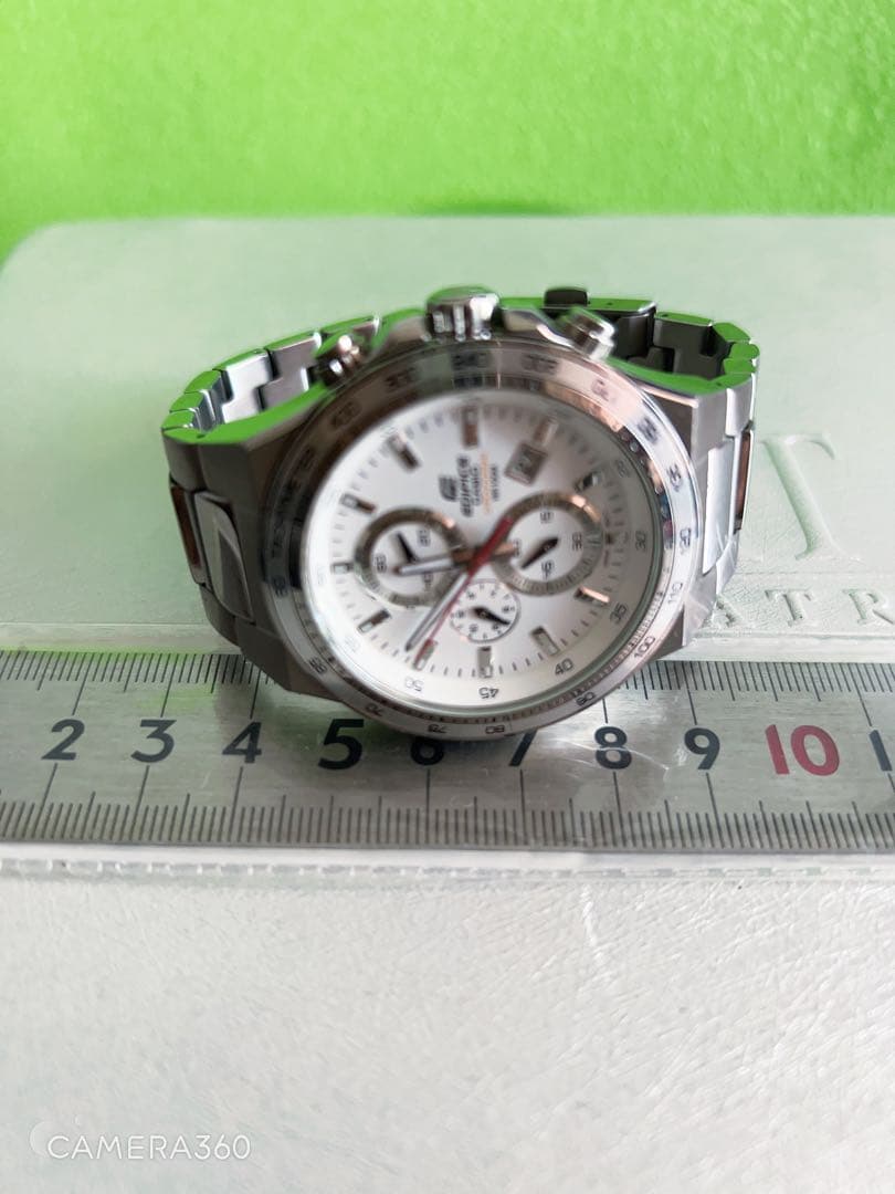 Casio Edifice Chronograph Watch Silver and White Stainless Steel 10 ATM Water Resistant — Japan Import