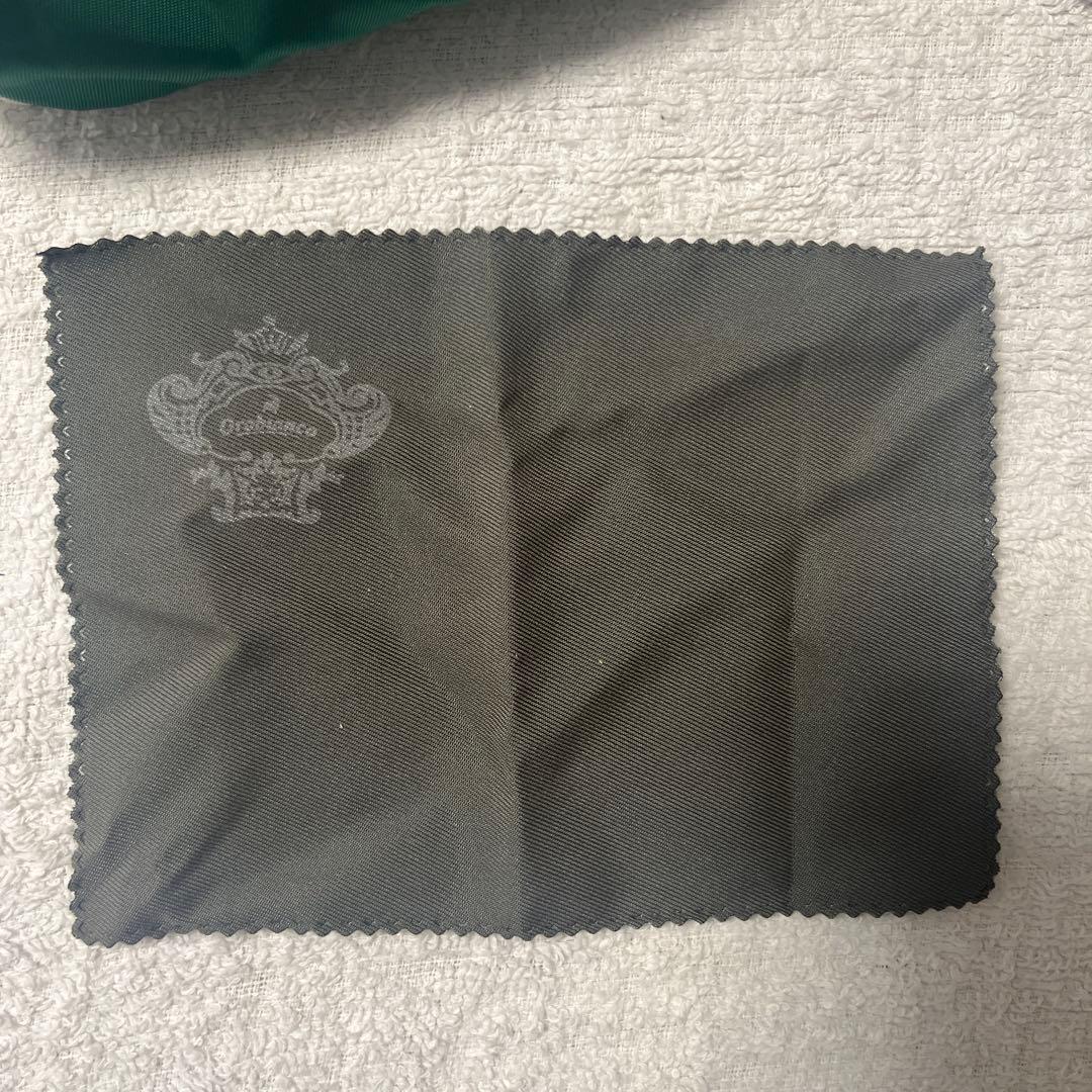 Orobianco Leather Green Zippered Pencil Case with Ribbon and Cleaning Cloth