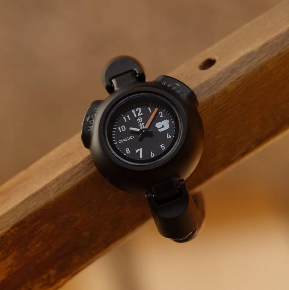 Casio SAN-100H Sauna Wristwatch and Case Set - Black/Orange Japan Import