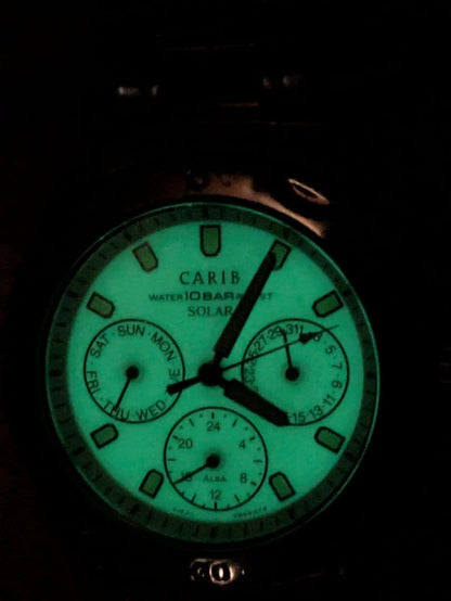Casio Carib SolarV14J 0A80 Chronograph with Date and Day Display — Japan Import